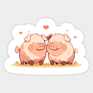 Cute pigs in love Sticker